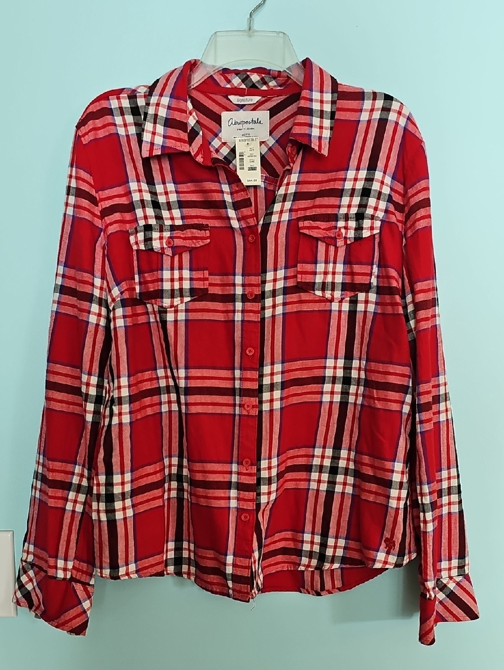 Aeropostale Red White and Black Plaid Shirt